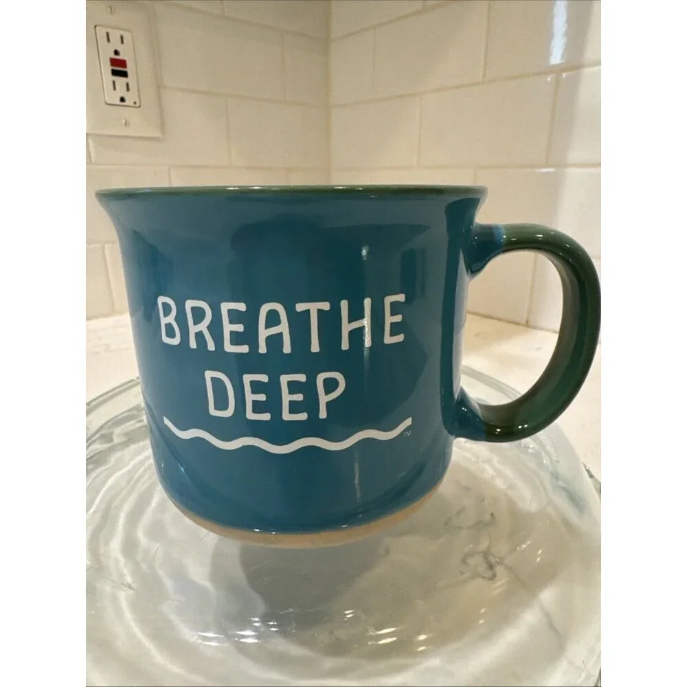 Zak! Crayola BREATHE DEEP Coffee Mug Blue & Green With Handle 16 oz